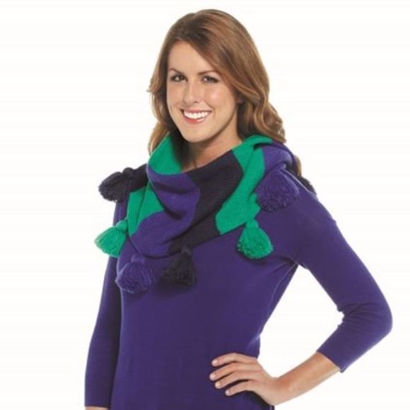 Blue & Green Tassel Infinity Scarf - Picture 2 of 3